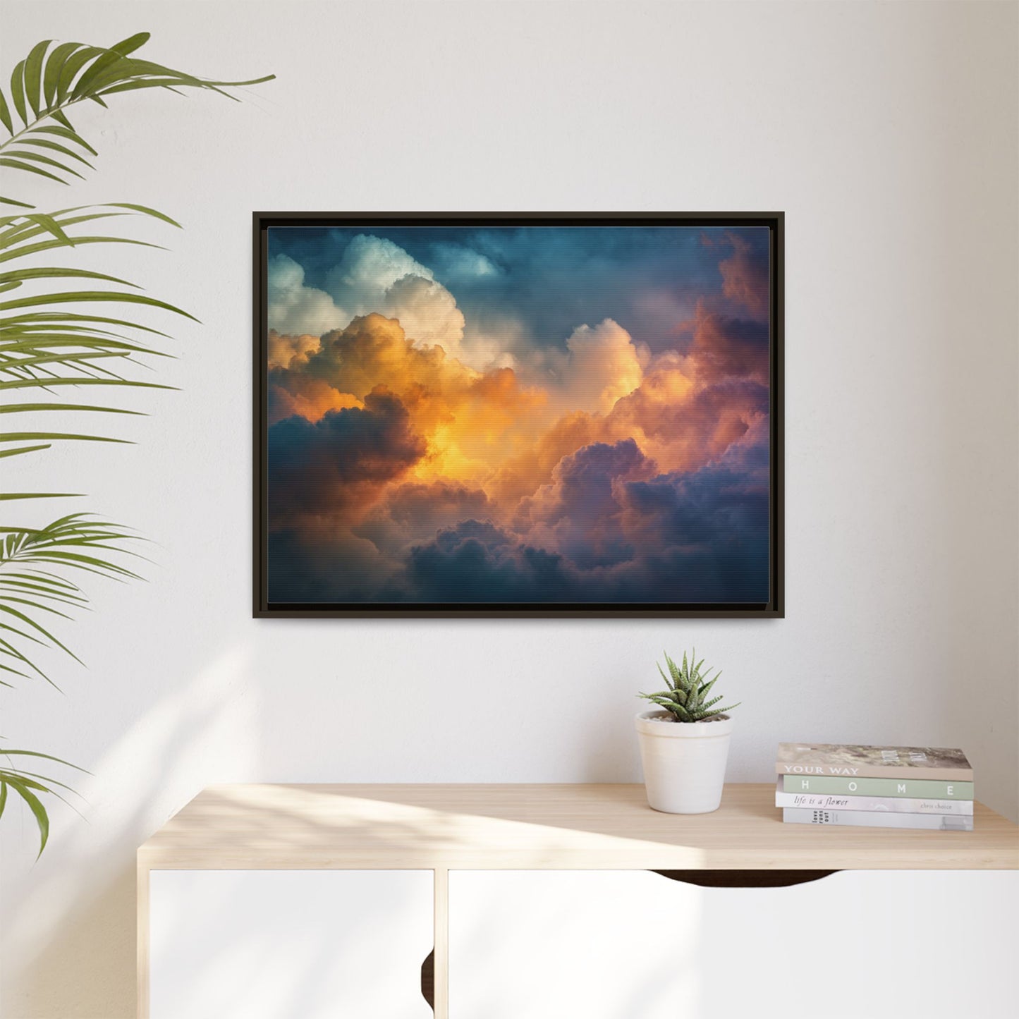 Calming Sky Cloud Framed Canvas Wall Art