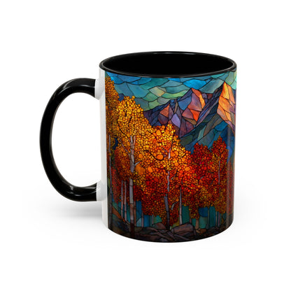 Autumn Mountain Stained Glass Effect Coffee Mug
