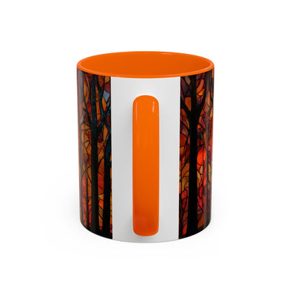 Autumn and Black Cat Stained Glass Effect Mug