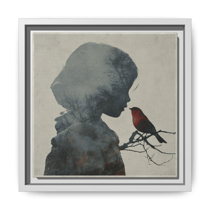 Child Silhouette Square Framed Canvas Wall Art