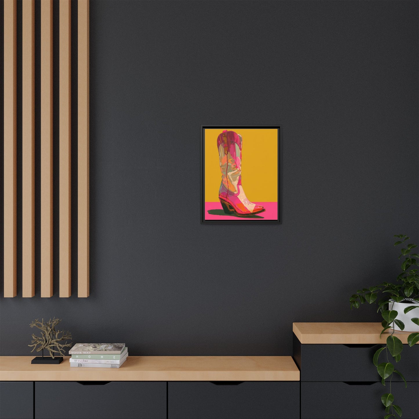 Retro Western Themed Framed Canvas Wall Art