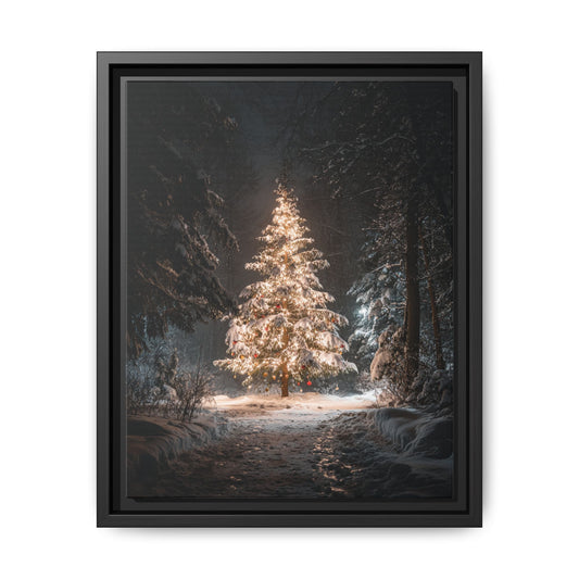 Bright Christmas Tree Framed Canvas Wall Art