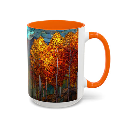 Autumn Mountain Stained Glass Effect Coffee Mug