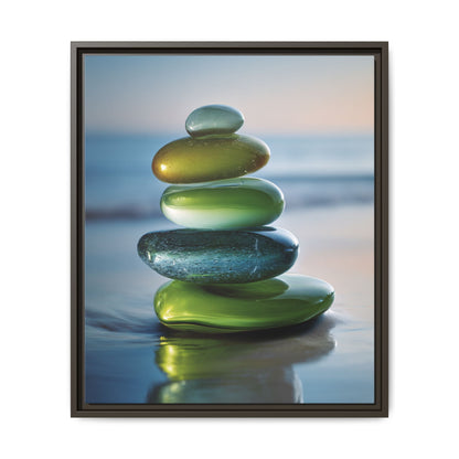 Calming Green Stones Framed Canvas Wall Art