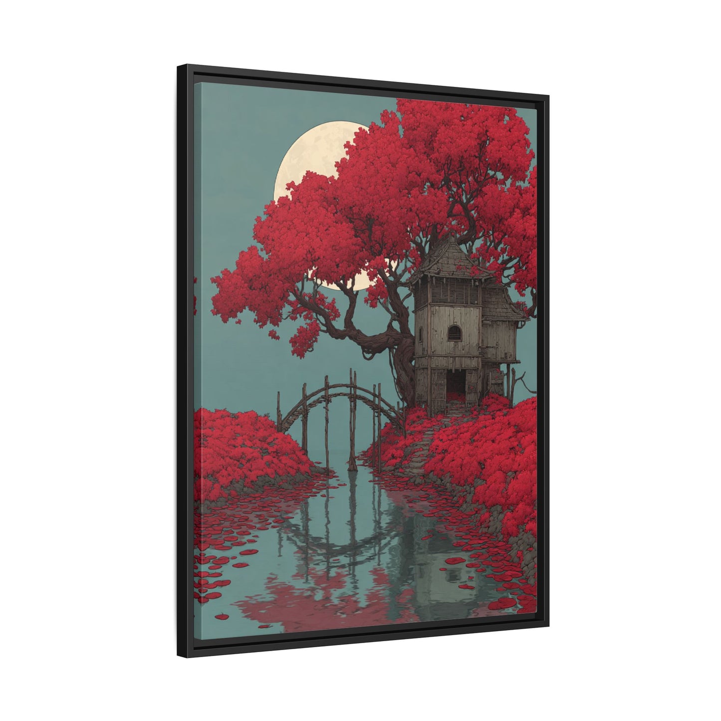 Red Tree Japandi Art Framed Canvas Wall Art
