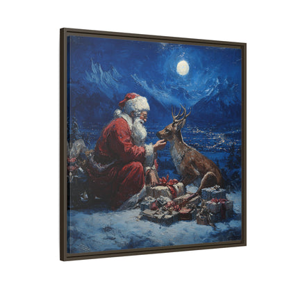 Dramatic Santa Claus Reindeer Christmas Framed Canvas Wall Art
