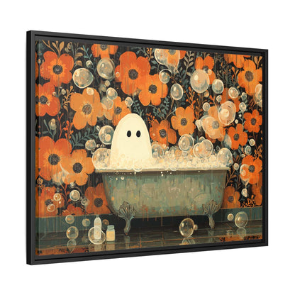 Ghost on Tub Framed Canvas Wall Art