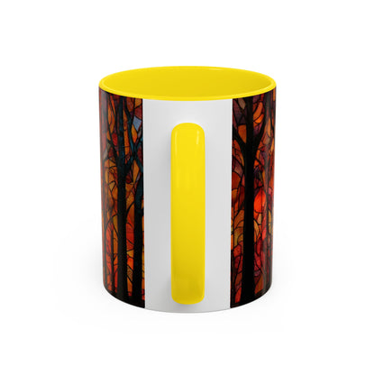 Autumn and Black Cat Stained Glass Effect Mug