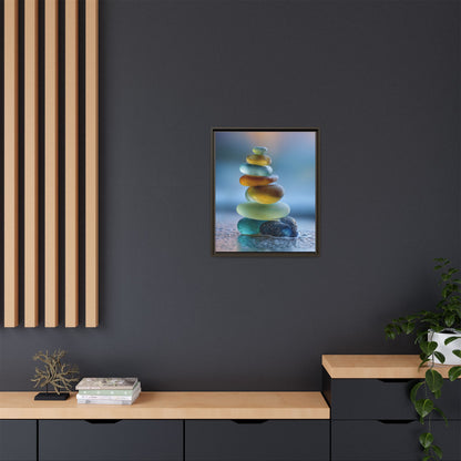 Calming Green Stones Framed Canvas Wall Art