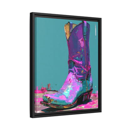 Retro Western Themed Framed Canvas Wall Art