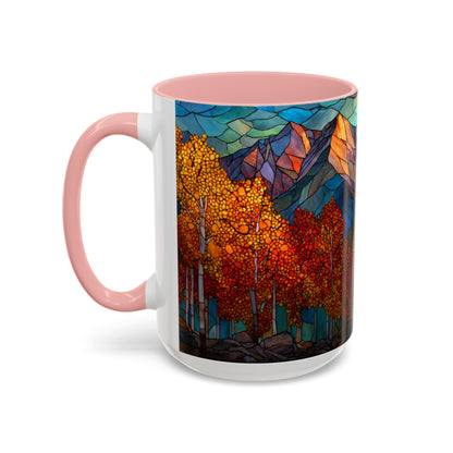 Autumn Mountain Stained Glass Effect Coffee Mug