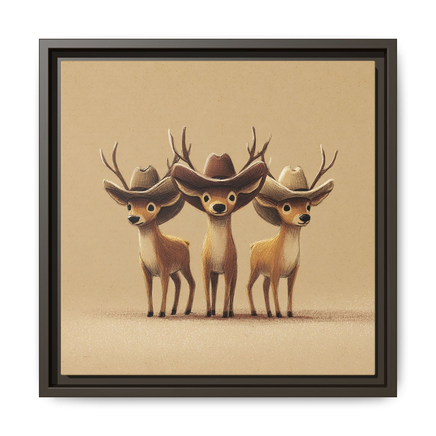 Cowboy Reindeers Christmas Framed Canvas Wall Art