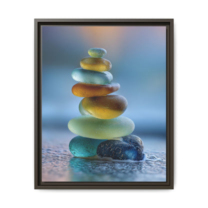 Calming Green Stones Framed Canvas Wall Art