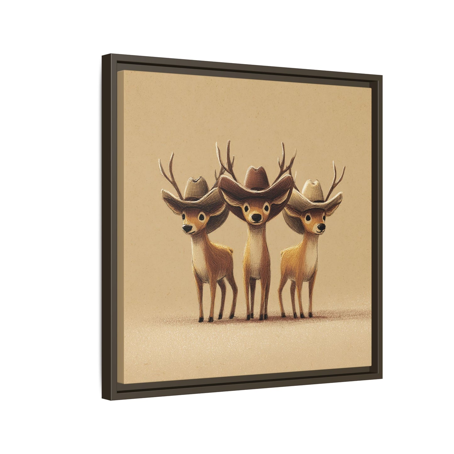 Cowboy Reindeers Christmas Framed Canvas Wall Art