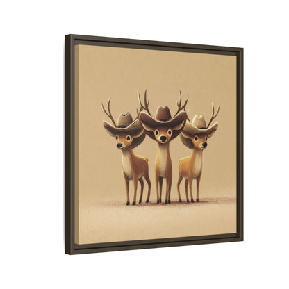 Cowboy Reindeers Christmas Framed Canvas Wall Art