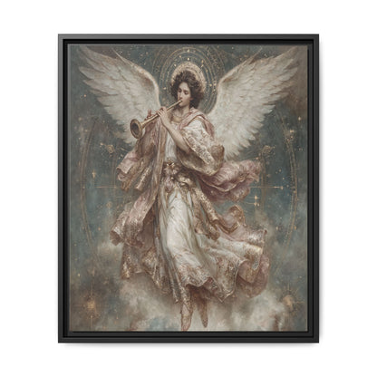 Archangel Playing Trumpet Framed Canvas Wall Art