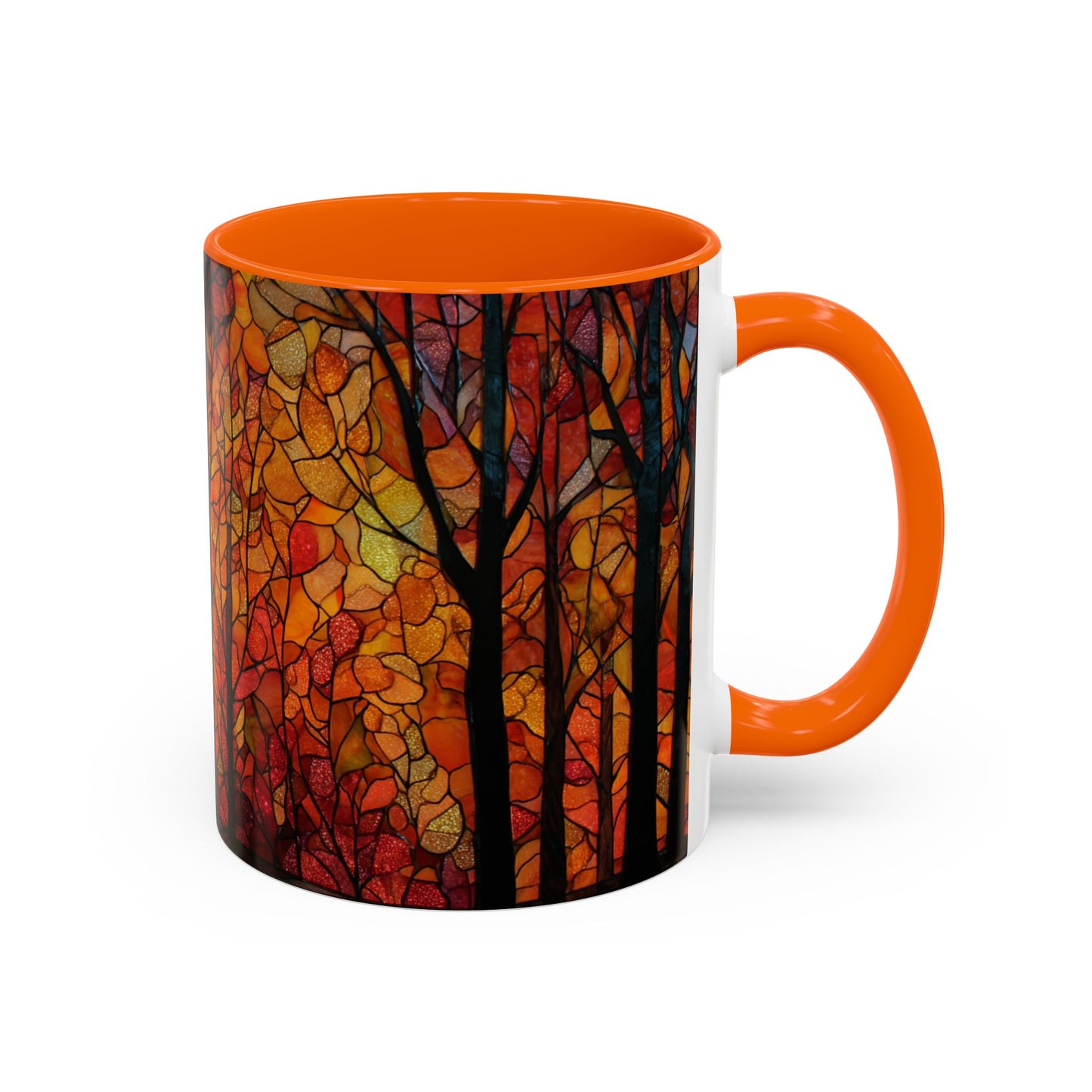 Autumn and Black Cat Stained Glass Effect Mug