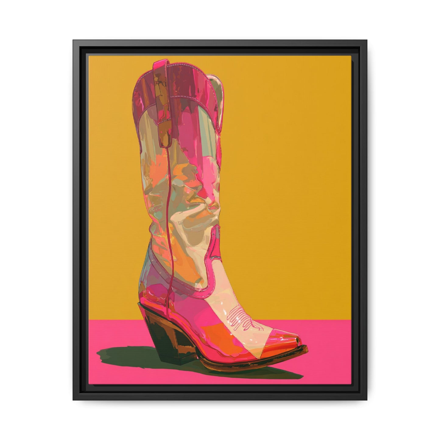 Retro Western Themed Framed Canvas Wall Art