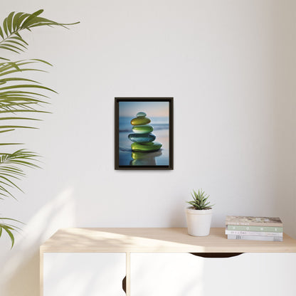 Calming Green Stones Framed Canvas Wall Art