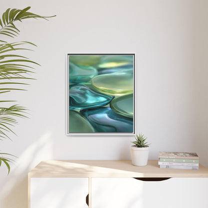 Abstract Green Stones Framed Canvas Wall Art