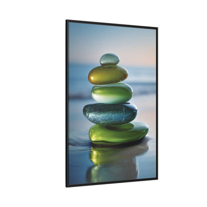 Calming Green Stones Framed Canvas Wall Art