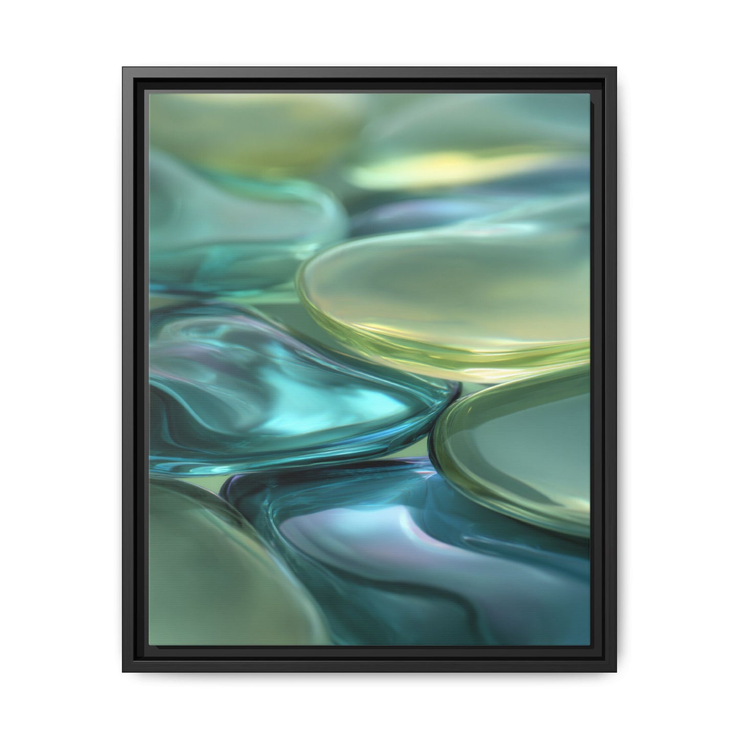 Abstract Green Stones Framed Canvas Wall Art