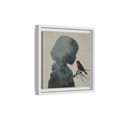 Child Silhouette Square Framed Canvas Wall Art