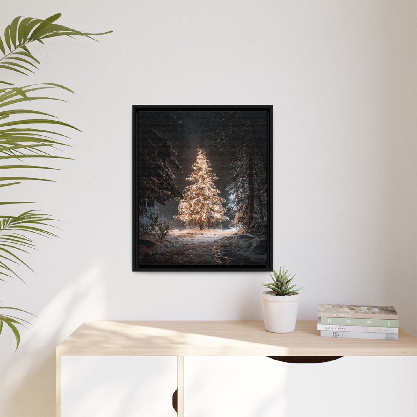 Bright Christmas Tree Framed Canvas Wall Art