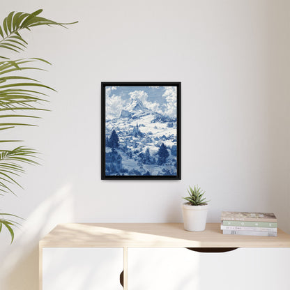 Countryside Blue Toile de Jouy Framed Canvas Wall Art