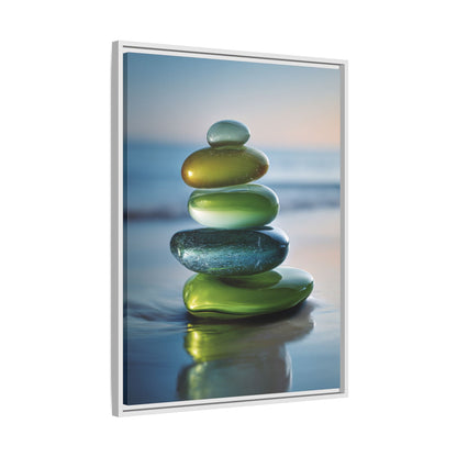 Calming Green Stones Framed Canvas Wall Art