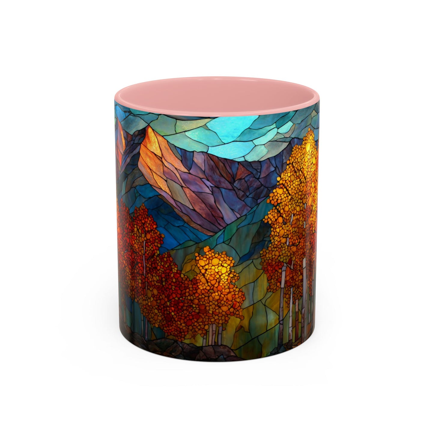 Autumn Mountain Stained Glass Effect Coffee Mug
