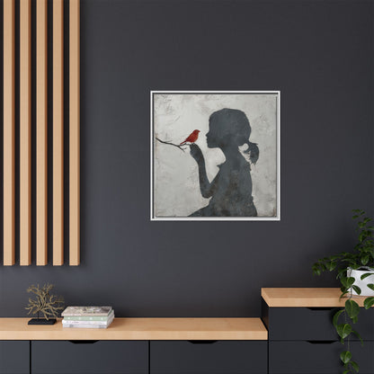 Child silhouette Square Framed Canvas Wall Art