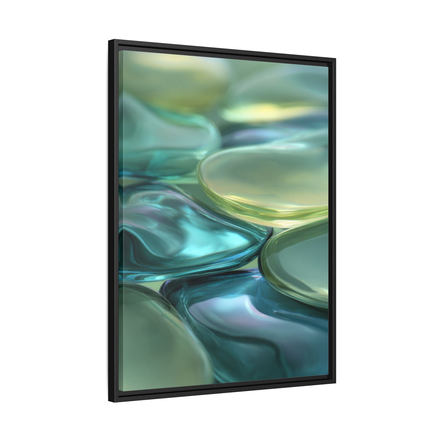 Abstract Green Stones Framed Canvas Wall Art