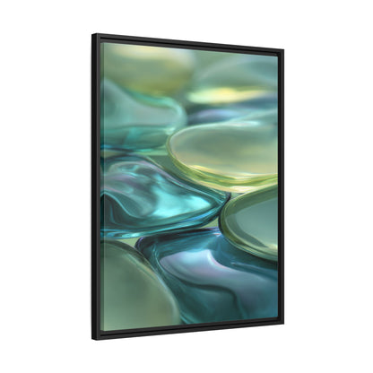 Abstract Green Stones Framed Canvas Wall Art