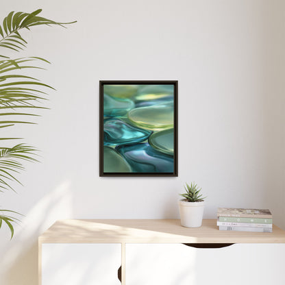 Abstract Green Stones Framed Canvas Wall Art