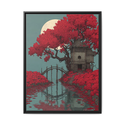 Red Tree Japandi Art Framed Canvas Wall Art