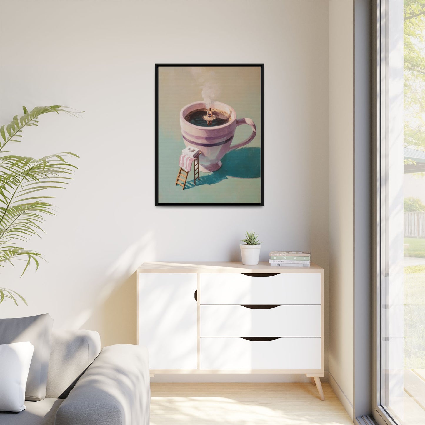 Funny Coffee Lover Framed Canvas Wall Art