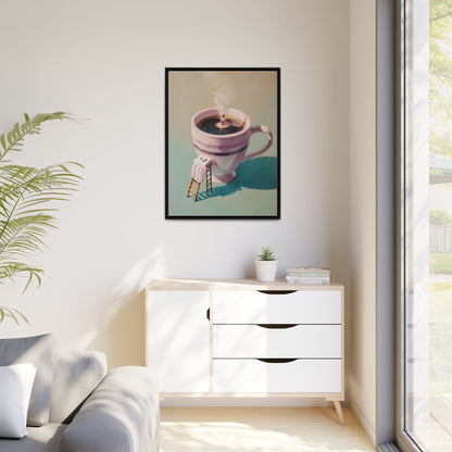 Funny Coffee Lover Framed Canvas Wall Art