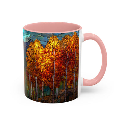 Autumn Mountain Stained Glass Effect Coffee Mug