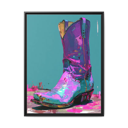 Retro Western Themed Framed Canvas Wall Art