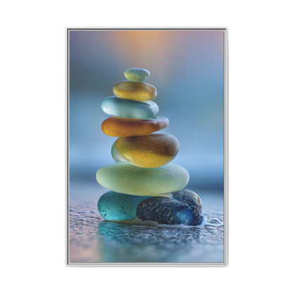 Calming Green Stones Framed Canvas Wall Art