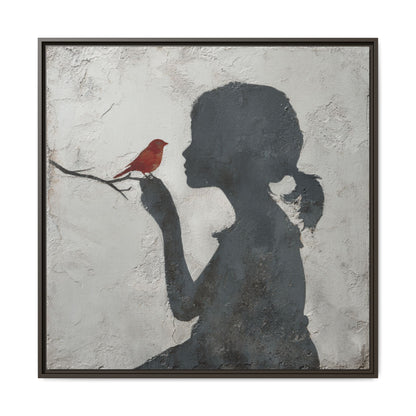 Child silhouette Square Framed Canvas Wall Art