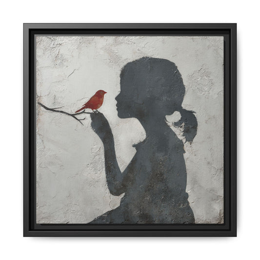 Child silhouette Square Framed Canvas Wall Art