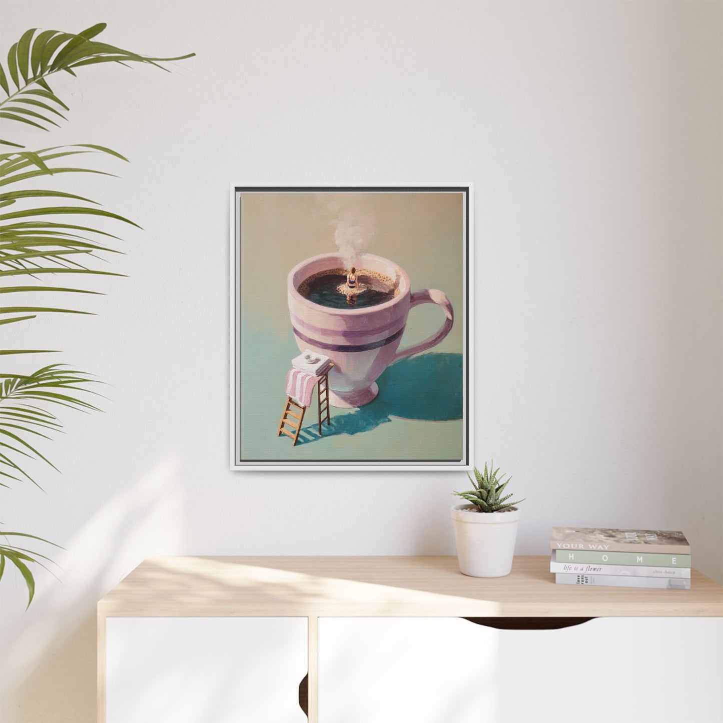 Funny Coffee Lover Framed Canvas Wall Art