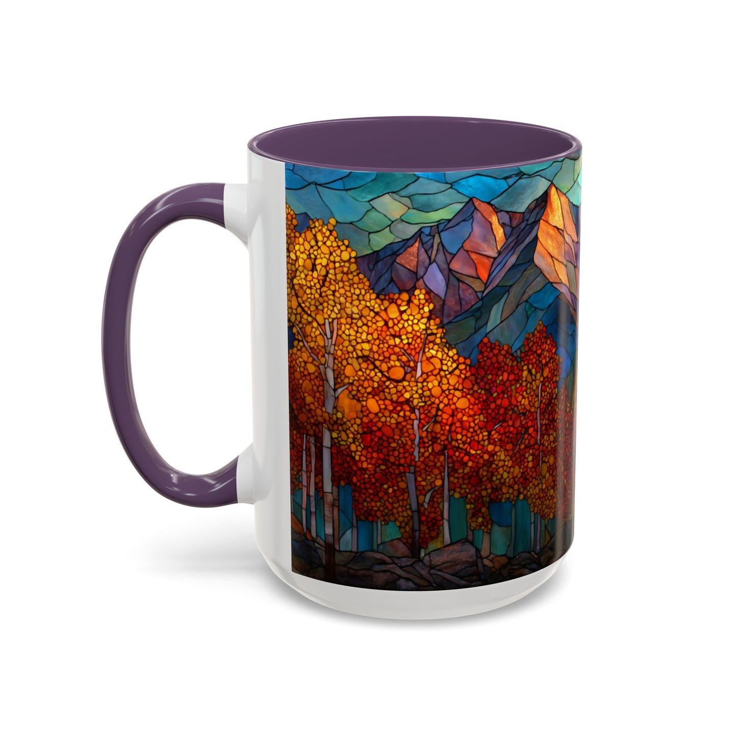 Autumn Mountain Stained Glass Effect Coffee Mug