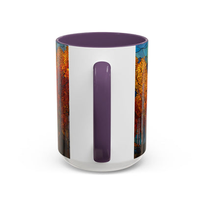 Autumn Mountain Stained Glass Effect Coffee Mug