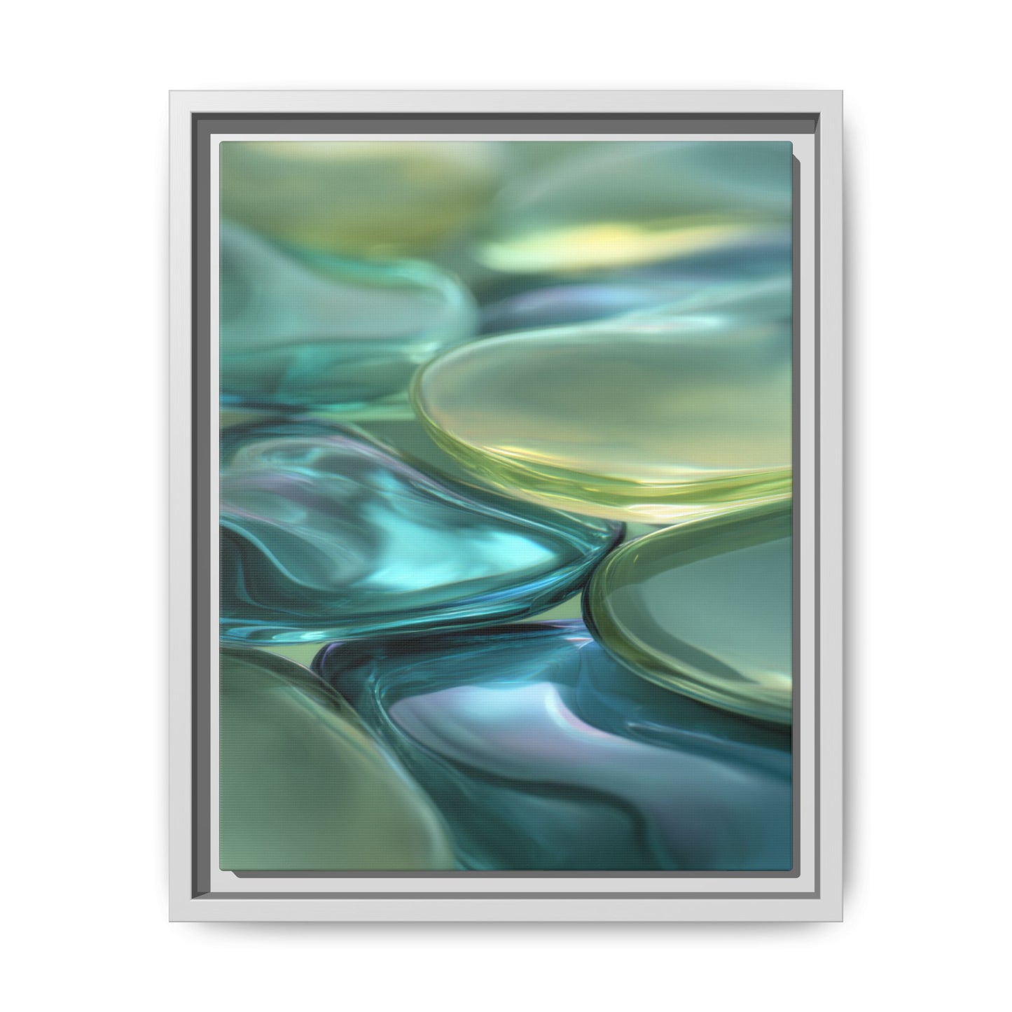 Abstract Green Stones Framed Canvas Wall Art