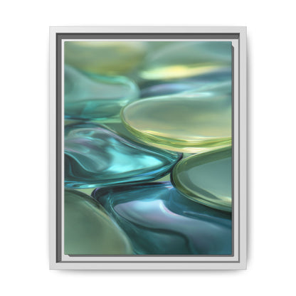 Abstract Green Stones Framed Canvas Wall Art