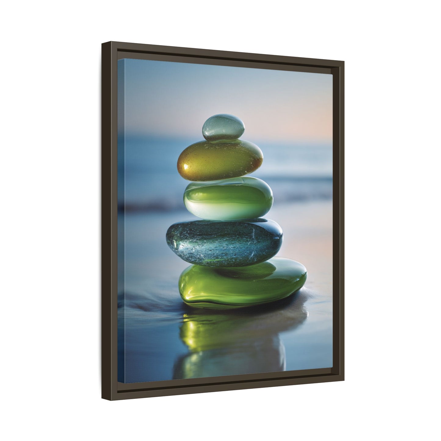 Calming Green Stones Framed Canvas Wall Art