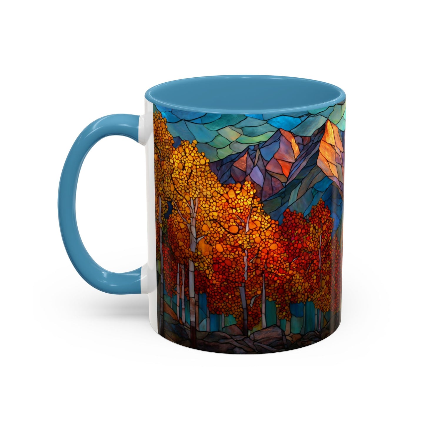 Autumn Mountain Stained Glass Effect Coffee Mug